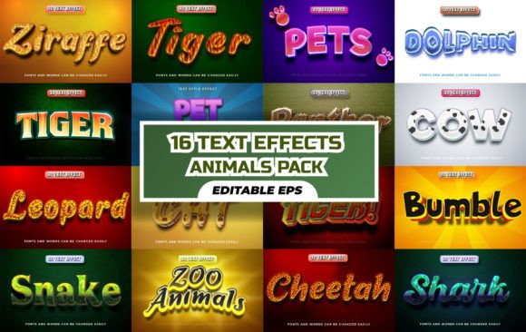 16 Animal Text Effect Pack: Creative Design Made Easy