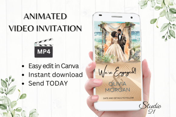 Beach Engagement Announcement W1800B: A Modern Way to Share Your Big News