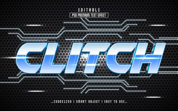 Clitch 3D Editable Font Text Effect PSD