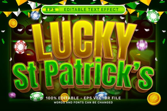 Lucky St Patrick's Jackpot 3D Text Effect for Adobe Illustrator