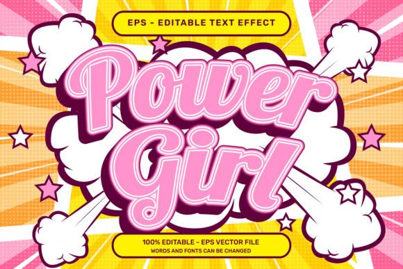Power Girl 3D Text Effect and Editable